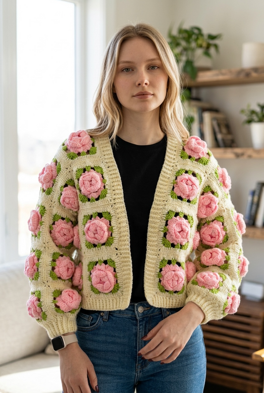 Beige blossom cardigan