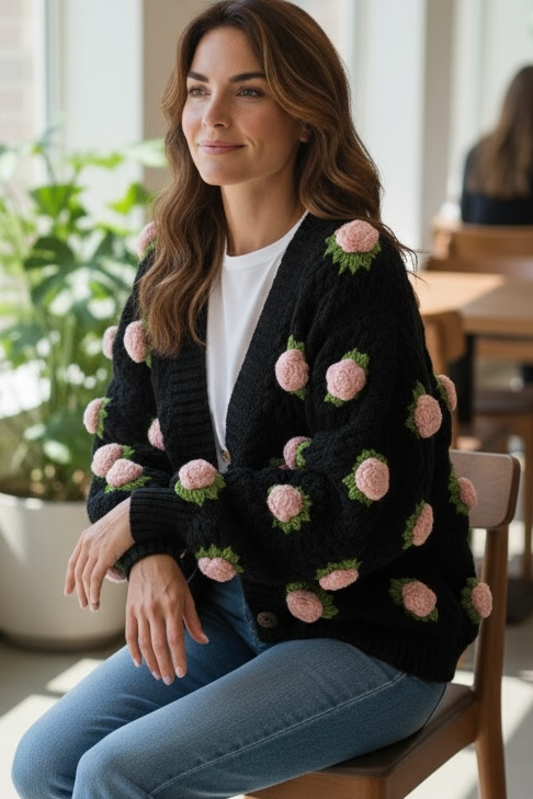 3D floral Cardigan 