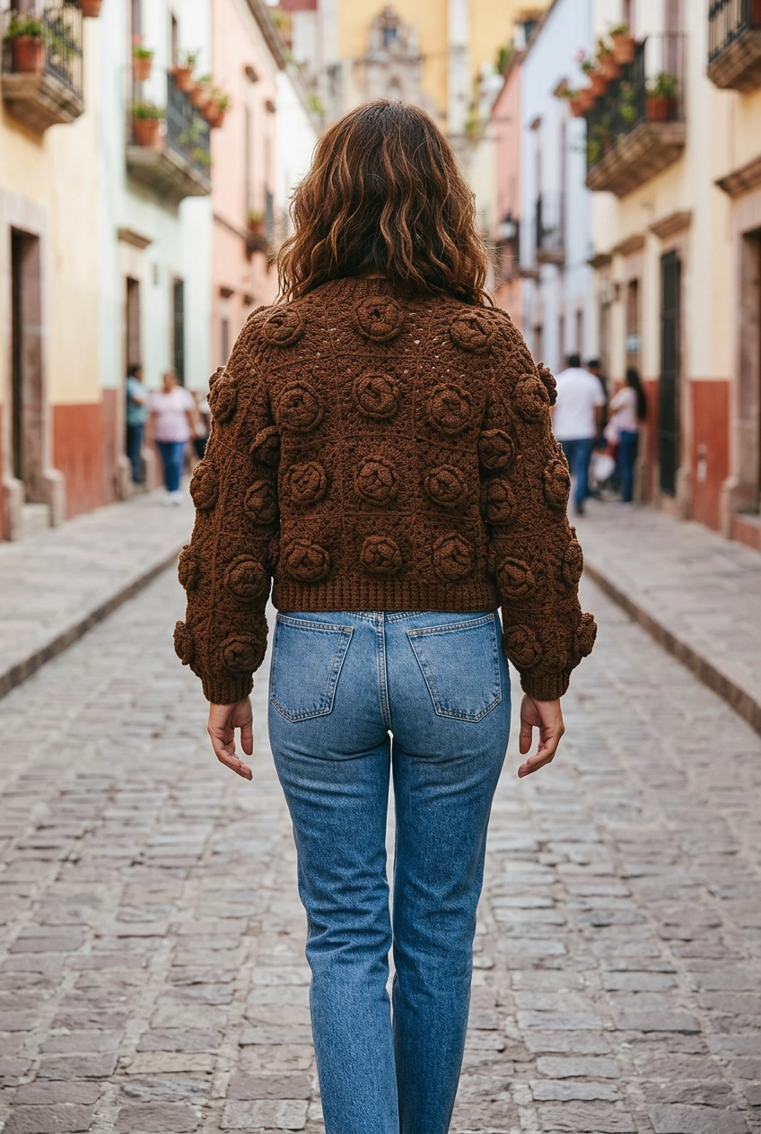 Brown blossom cardigan