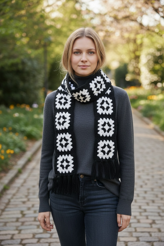 Boho Bloom Crochet Scarf