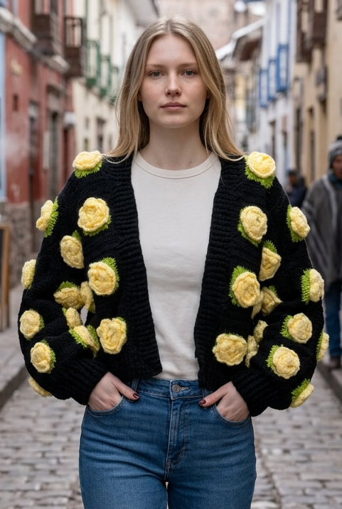 Morocco rose garden cardigan ￼