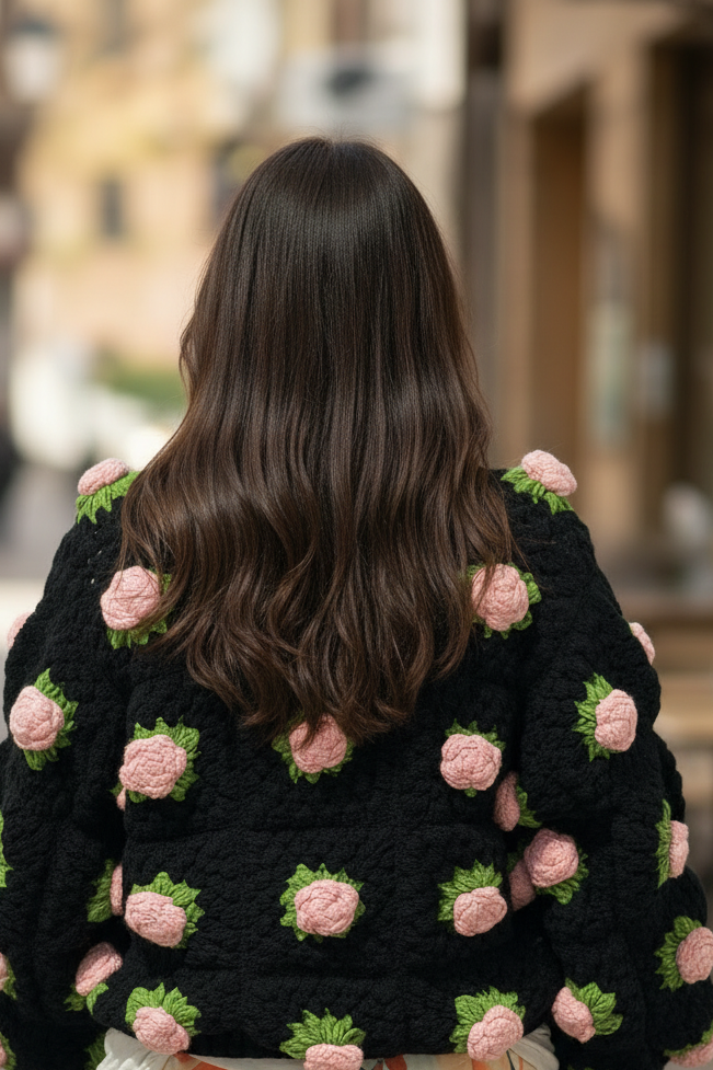 3D floral Cardigan ￼