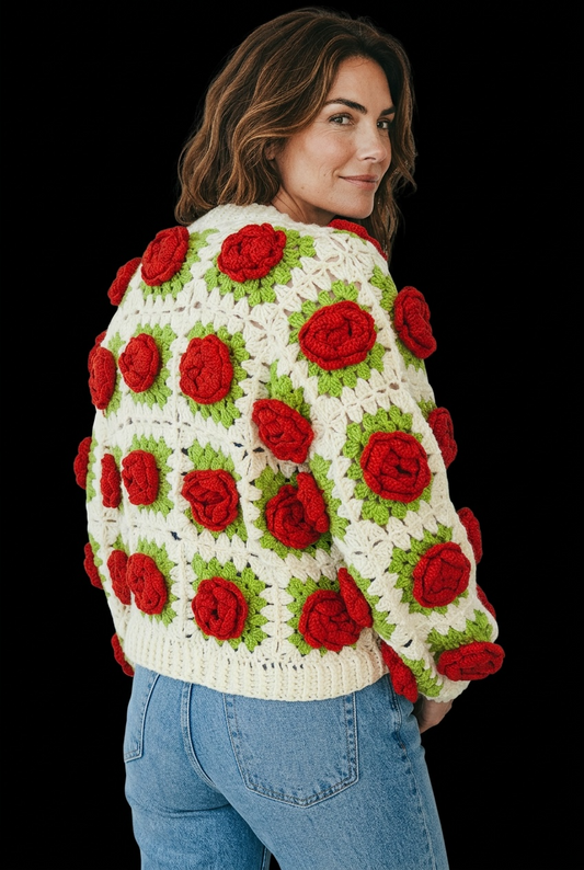 Red blossom cardigan