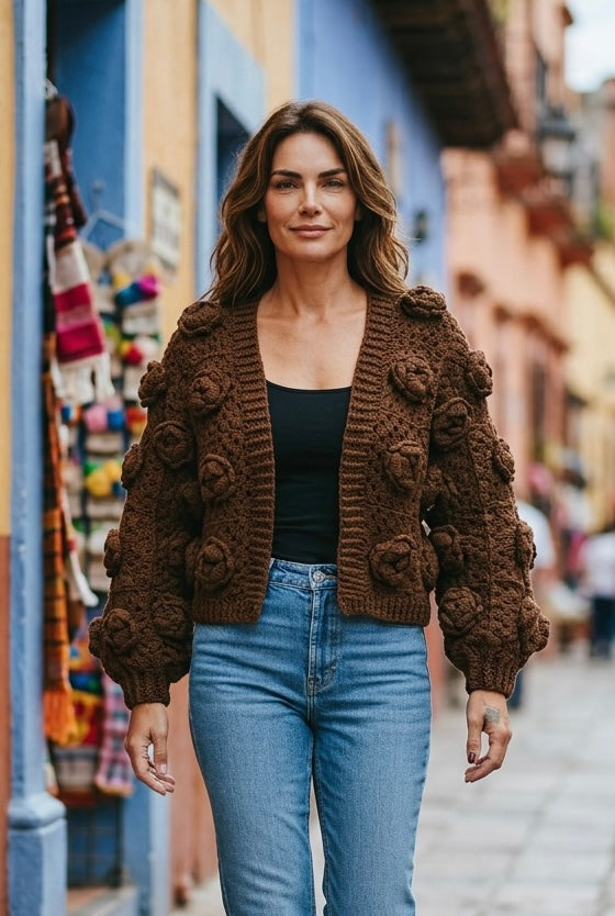 Brown blossom cardigan