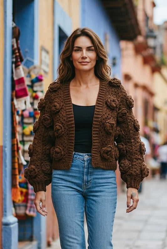 Brown blossom cardigan