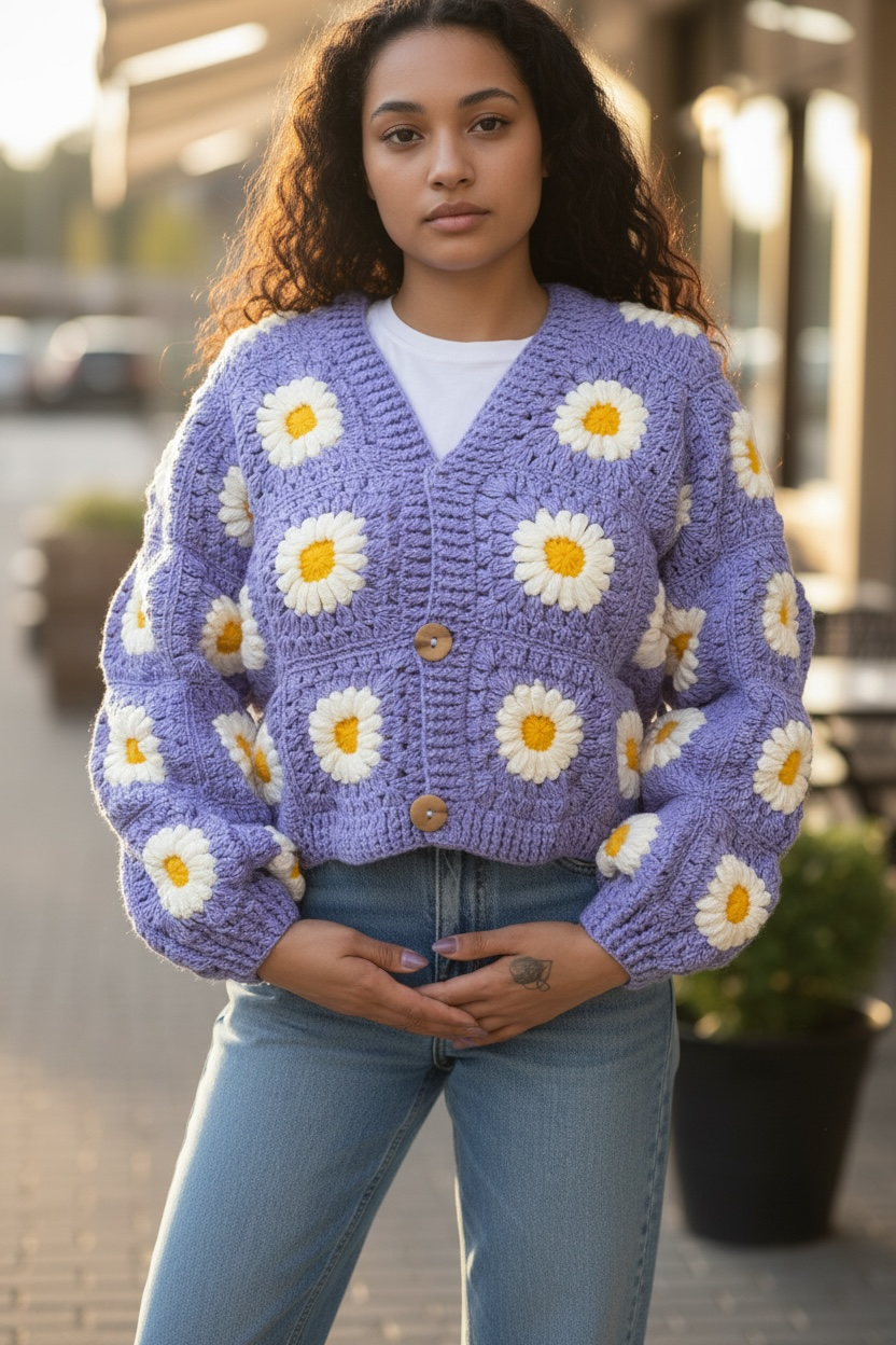 Lavender Bloom sweater ￼