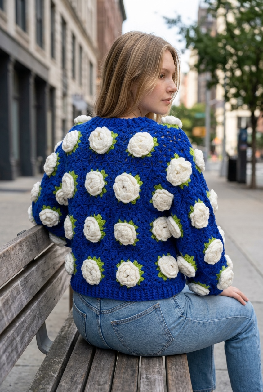 Cozy Blossom cardigan ￼