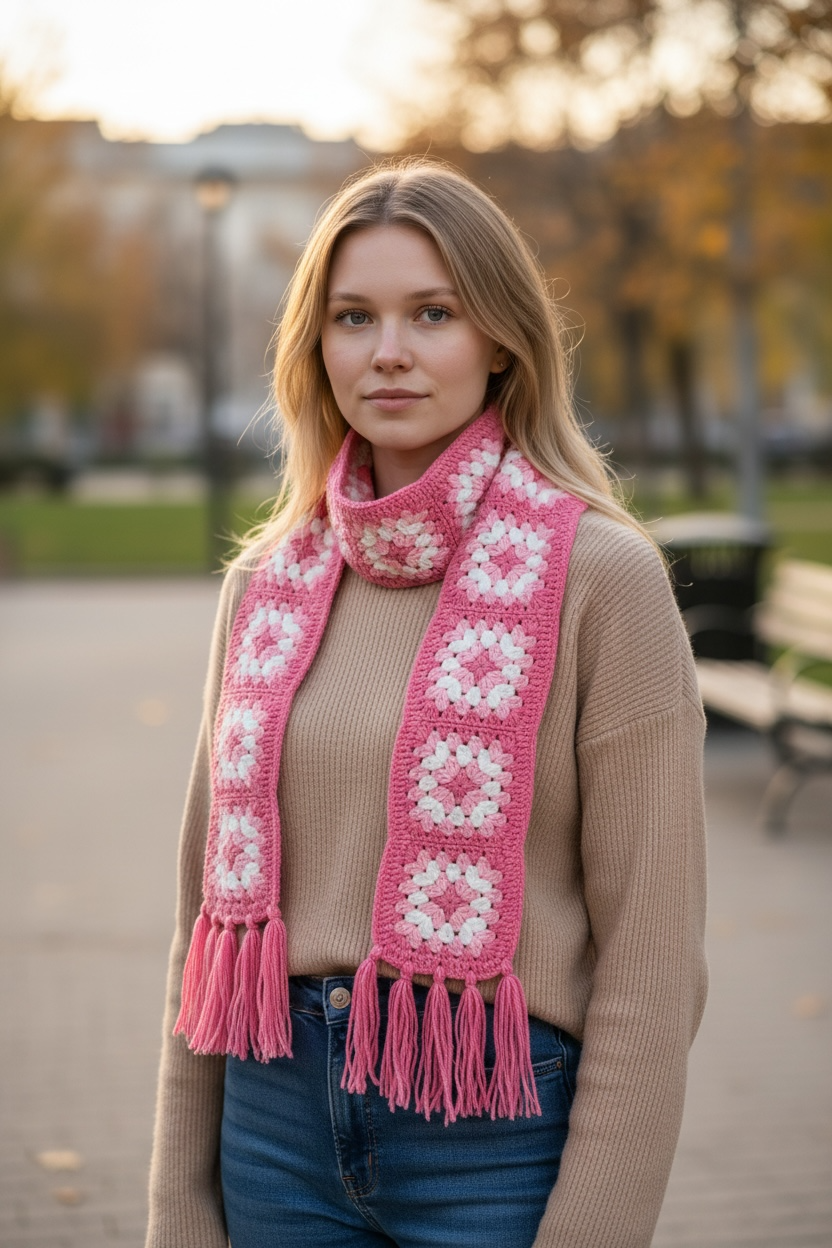 Bloom Patch Crochet Scarf