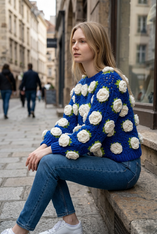 Cozy Blossom cardigan ￼