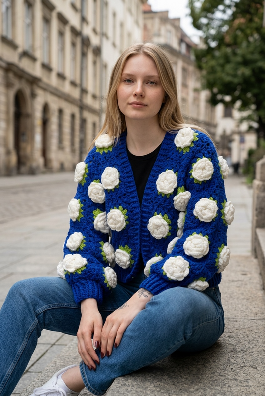 Cozy Blossom cardigan ￼