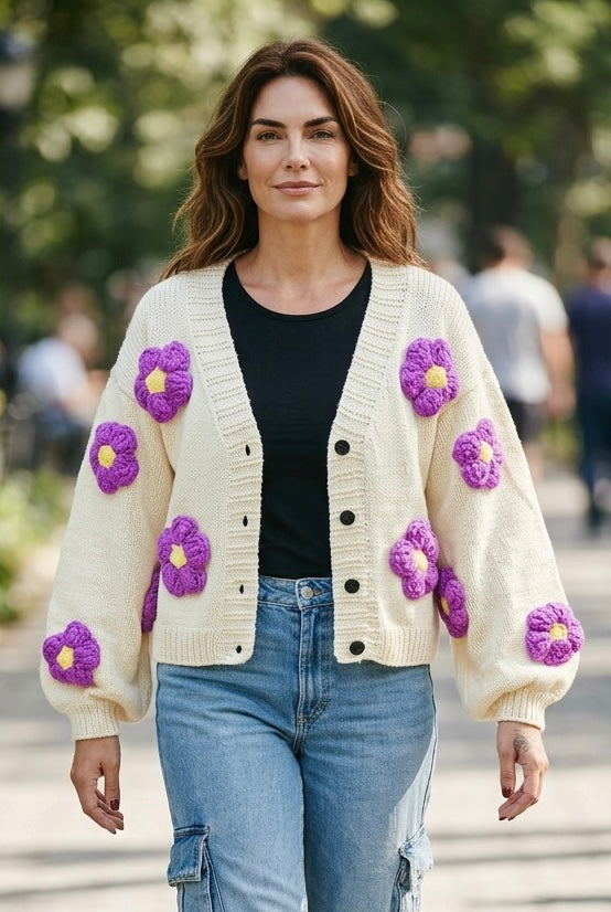 Plum Hanging  Daisy Cardigan  ￼