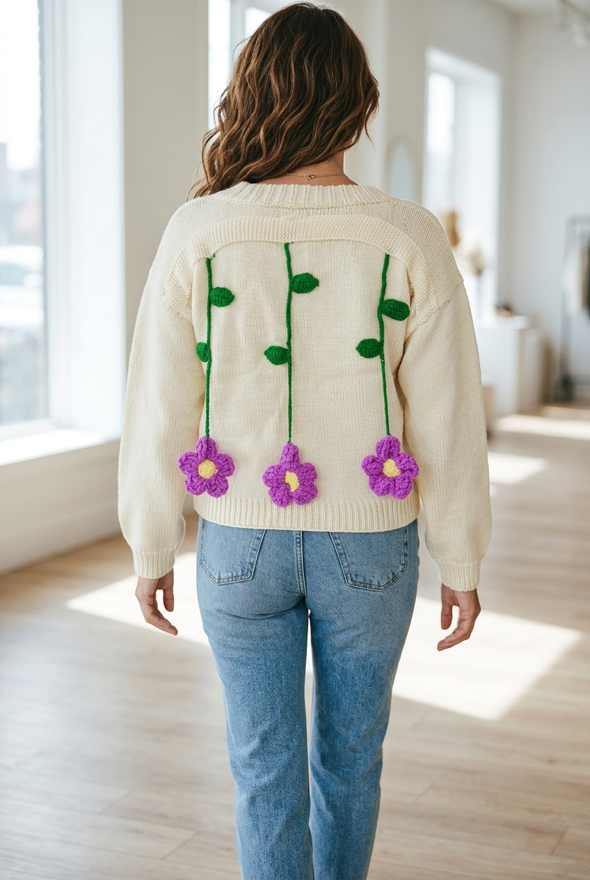 Plum Hanging  Daisy Cardigan  ￼