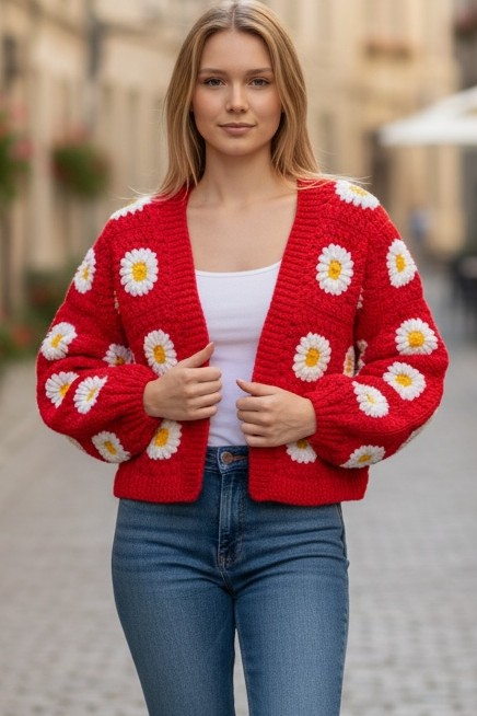 Red rose sweater ￼
