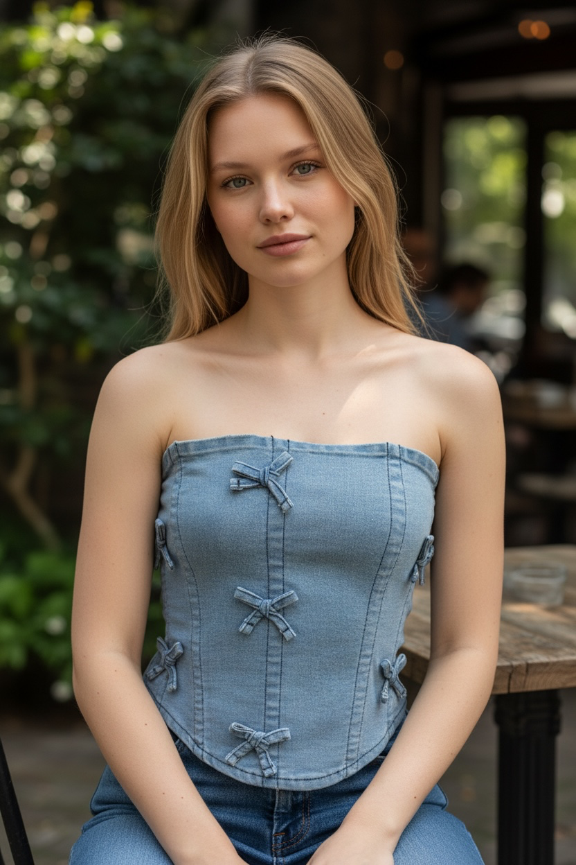Denim corset