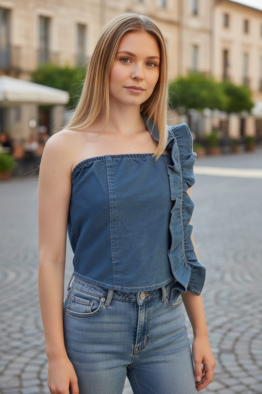 Denim Sculpt Top