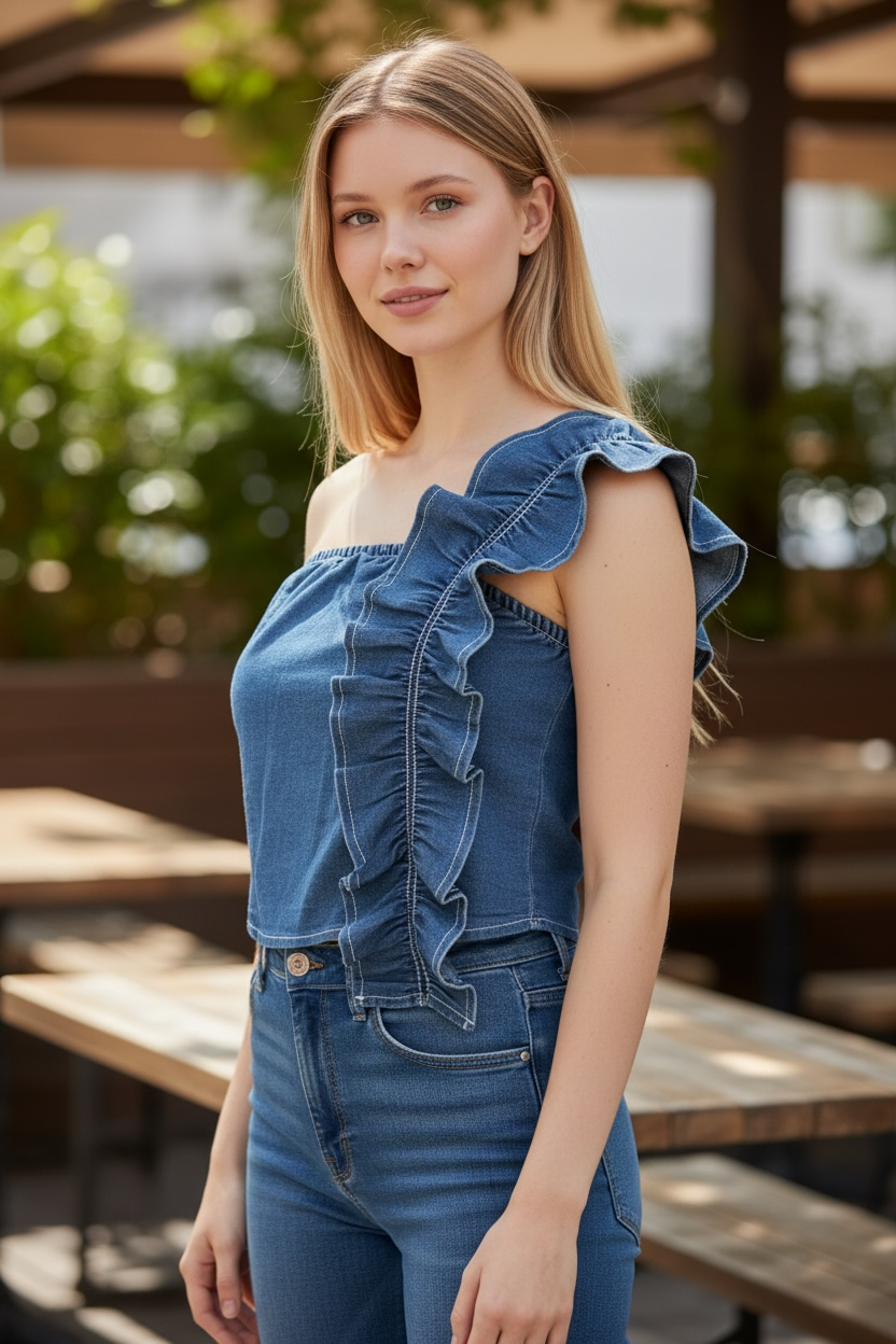 Denim Sculpt Top
